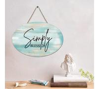 Madcolitote Panneau en bois rustique avec verset de la Bible de Jésus « Simply Blessed » - Décoration murale vintage en bois pour maison, maison, grotte, porte, jardin, bars, cafés - 15,2 x 25,4 cm