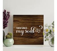 Madcolitote Panneau en bois rustique avec verset de la Bible Jésus « Then Sings My Soul » - 20,3 x 20,3 cm - Décoration murale pour maison, chambre à coucher, salon, cadeau de mariage