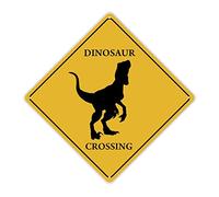 Madcolitote Panneau en métal d'avertissement dinosaure Xing - Décoration murale vintage pour intérieur et extérieur - 30,5 x 30,5 cm