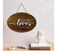 Madcolitote Panneau mural rustique en bois avec verset de la Bible « Let All That You Do Be Done in Love » - 10,2 x 15,2 cm - Décoration murale chrétienne rustique - Décoration murale de cuisine