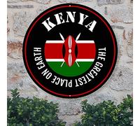 Madcolitote Plaque de porte de bienvenue avec drapeau du Kenya « The Greatest Place On Earth » - Décoration murale en métal - Décoration murale intérieure et extérieure - 30,5 x 30,5 cm
