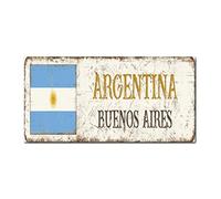Madcolitote Plaque de rue argentine personnalisée en bois rustique Buenos Aires Décoration murale rustique pour salon 15,2 x 30,5 cm