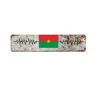 Madcolitote Plaque de rue personnalisée en métal avec drapeau national du Burkina Faso - Souvenir de campagne vintage rustique - Cadeau pour un ami étranger, un voisin - 45,7 x 10,2 cm