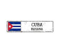 Madcolitote Plaque en métal avec drapeau de Cuba - Capitale de Cuba - Souvenir en métal - Décoration d'intérieur et d'extérieur - Cadeau pour un ami étranger, voisin - 7,6 x 30,5 cm