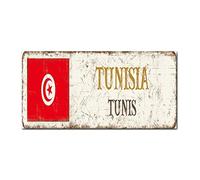 Madcolitote Plaque murale vintage Tunisie Tunisie Tunisie en métal rustique pour extérieur 15,2 x 30,5 cm