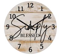 Madcolitote Simply Blessed Horloge murale en bois avec verset de la Bible de Jésus 38,1 cm Horloge murale à piles silencieuse Citation de Jésus Décoration pour bureau, école, salle de bain