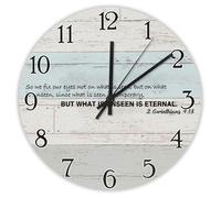 Madcolitote So We Fix Our Eyes Not on What Is Seen Horloge murale en bois avec verset de la Bible de Jésus 25,4 cm Grande horloge murale à piles avec citation silencieuse de Jésus Décoration pour