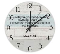 Madcolitote Verse de la Bible 30,5 cm Horloges murales à piles I Tell You Can Pray for AnythingHorloge murale silencieuse, facile à lire, décoration d'intérieur pour la maison, la cuisine, le bureau