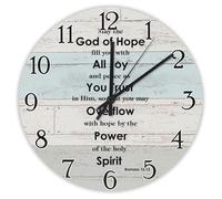 Madcolitote Verset de la Bible de Jésus 30,5 cm Horloges murales à piles May The God of Hope Fill You with All Joy and Peace Clock Scripture Home Decor for Home Kitchen Office School Bathroom