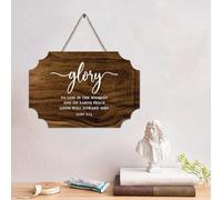 Madcolitote Verset de la Bible rustique en bois - Signes chrétiens Glory to God in The Higheat - Décoration murale en bois pour maison, porte, porche, fête de jardin - 15,2 x 25,4 cm