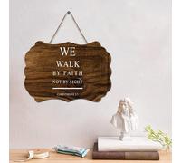 Madcolitote We Walk by Faith Not by Sight Corinthians 5 7 panneaux en bois avec verset de la Bible en bois rustique pour cuisine, chambre à coucher, salon, foyer 15,2 x 25,4 cm