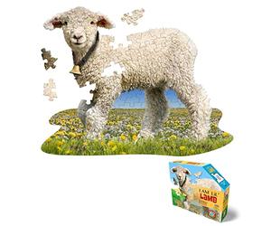 Madd Capp 884018 Animal Shapepuzzle Junior Contour Puzzle Agneau 100 pièces XL Puzzle pour Adultes et Enfants à partir de 5 Ans