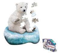Madd Capp: I Am Lil' Polar Bear - Puzzle de 48 pièces - Puzzle en forme d'animal artique pour enfants, taille 50,8 x 61 cm, poster de référence, livret d'information éducatif amusant