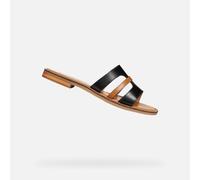 Geox Femme D Maddalusiac P Sandales Plates, Noir/Camel, 38.5 EU