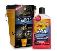 Maddox Detail - Kit complet de lavage pour voiture | Comprend shampooing Wash & Shine, seau avec couvercle, grille et éponge | Mousse active et brillance avec cire