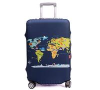 Maddy's Home élastique Housse de Valise, Coffre Valise Valise Coque Housse de Valise Luggage Cover Étui avec Fermeture éclair pour 23"-32", Map, L (Fit 26"-28" Suitcase), Modern