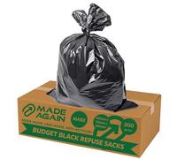 Made Again Lot de 200 sacs poubelle noirs MAB2 multi-usages pour ordures ménagères, cuisine, bureau, grands sacs recyclés, résistants aux déchirures - 100 l