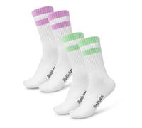 Made by Nami 2 paires de chaussettes rayées pour hommes et femmes - Chaussettes blanches à rayures - Chaussettes rétro