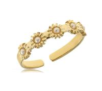 Made by Nami Bague Femme Acier Inoxydable Dorée Ajustable - Étanche Chirurgical 18K Boho Soleil
