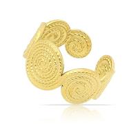 Made by Nami Bague Femme Ajustable Acier Inoxydable Doré Mandala Boho Taille 52-60 Étanche Festival