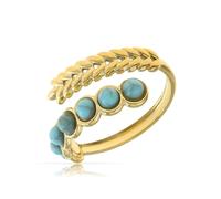 Made by Nami Bague Femme Ajustable Acier Inoxydable - Perles Naturelles Dorée Boho Hypoallergénique Étanche