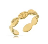 Made by Nami Bague Femme Or Réglable - Bague Acier Inoxydable Dorée Boho Statement Design Feuilles Largeur Ajustable
