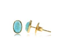 Made by Nami Boucles d'Oreilles Femme Acier Inoxydable Doré Turquoise - Clous Oreilles Pierre Naturelle Hypoallergéniques Étanches