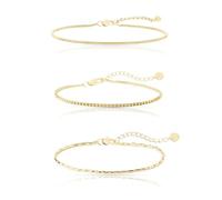 Made by Nami Bracelet Homme Set 3 Pièces Acier Inoxydable Argent Or Étanche Réglable 18-21cm Fait Main Berlin