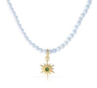 Made by Nami Collier Boheme Femme Perles Colorees avec Pendentif - Acier Chirurgical Dore 40+5cm