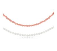 Made by Nami Collier de perles à deux rangs pour femme avec perles d'eau douce 40 + 5 cm - Collier multicouche en acier inoxydable chirurgical hypoallergénique et étanche, Anpassbar, Acier inoxydable