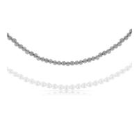 Made by Nami Collier de perles à deux rangs pour femme avec perles d'eau douce 40 + 5 cm - Collier multicouche en acier inoxydable chirurgical hypoallergénique et étanche, Anpassbar, Acier inoxydable