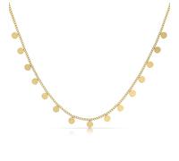 Made by Nami Collier en acier inoxydable doré avec petites plaquettes rondes - Cadeau pour femme - Bijou pour femme - Longueur : 40 + 5 cm, Acier inoxydable