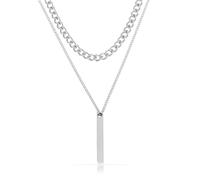Made by Nami Collier en argent pour homme, double couche, en acier inoxydable chirurgical, avec pendentif, Doppellagig, Acier inoxydable, Pas de gemme