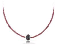Made by Nami Collier Femme Ras de Cou Acier Inoxydable Doré Perles Verre Pierres Naturelles 40cm