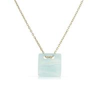 Made by Nami Collier pour femme doré avec pendentif en pierre rose ou bleu en acier inoxydable chirurgical 40 + 5 cm Chaîne en or pour femme mère fille cadeau hypoallergénique et étanche, Anpassbar