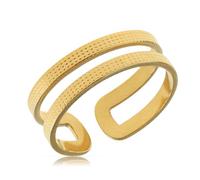 Made by Nami Large Gold Boho Stainless Steel Ring with Fan Pattern Gift Women's Jewelry Adjustable Size & Waterproof, Anpassbar, Métal précieux, Pas de pierre précieuse