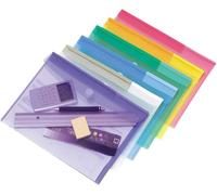 Made By Tarifold 510209 Pack Of 12 Plastic Document Wallets With Velcro Fastener A4 6 Colours (Blue,Purple,Green,Yellow,Pink,Transparent)