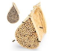 Made Easy Kit Abeille à abeilles - Attire les abeilles maçons et coupe-feuilles - Habitat de pollinisateur en bambou naturel avec corde de jute - Hôtel pour jardin et arrière-cour - Abri à insectes