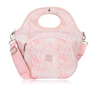 Made Easy Kit Grand sac fourre-tout isotherme - Doublure élégante en néoprène, poche avant zippée et bandoulière - Lavable en machine, léger, prêt pour le voyage (marbre rose)