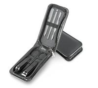 Made Easy Kit Kit de manucure portable - 6 pièces - Pour homme et femme - Comprend un coupe-ongles, des ciseaux, une lime et des outils de toilettage dans une pochette zippée compacte (noir)