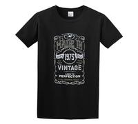 Made in 1975 Born 43Rd AnnÉE Anniversaire ÂGe PrÉSent Vintage DrÔLe pour Cadeau Men's T-Shirt Unisex Black Cotton Hip Hop Print Tee Shirts L