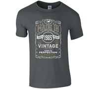 Made in 1985 T Shirt Born 34Th Year Birthday Age Present Vintage Funny Mens Gift Grey XL