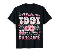 Made in 1991 Floral 35th Birthday 35 Years of Being Awesome T-Shirt