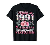 Made in 1991 Floral 35th Birthday 35 Years of Perfection T-Shirt