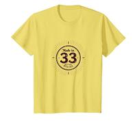 Made in 33 Better with Age Cadeau d'anniversaire Humour Vintage T-Shirt, Enfant, Citron, 4 Ans