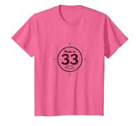 Made in 33 Better with Age Cadeau d'anniversaire Humour Vintage T-Shirt, Enfant, Rose Chiné, 6 Ans