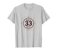 Made in 33 Better with Age Cadeau d'anniversaire Humour Vintage T-Shirt, Homme, Argent, L