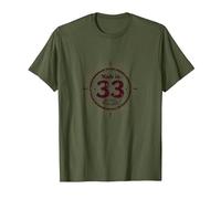 Made in 33 Better with Age Cadeau d'anniversaire Humour Vintage T-Shirt, Homme, Olive, L