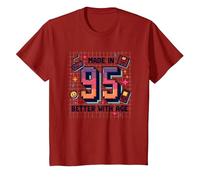 Made in 95 Better with Age, Cadeau d'anniversaire, Jeu rétro T-Shirt, Enfant, Canneberge, 2 Ans