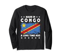 Made in Congo a Long Time Ago Proud Congolese Congo Flag Manche Longue